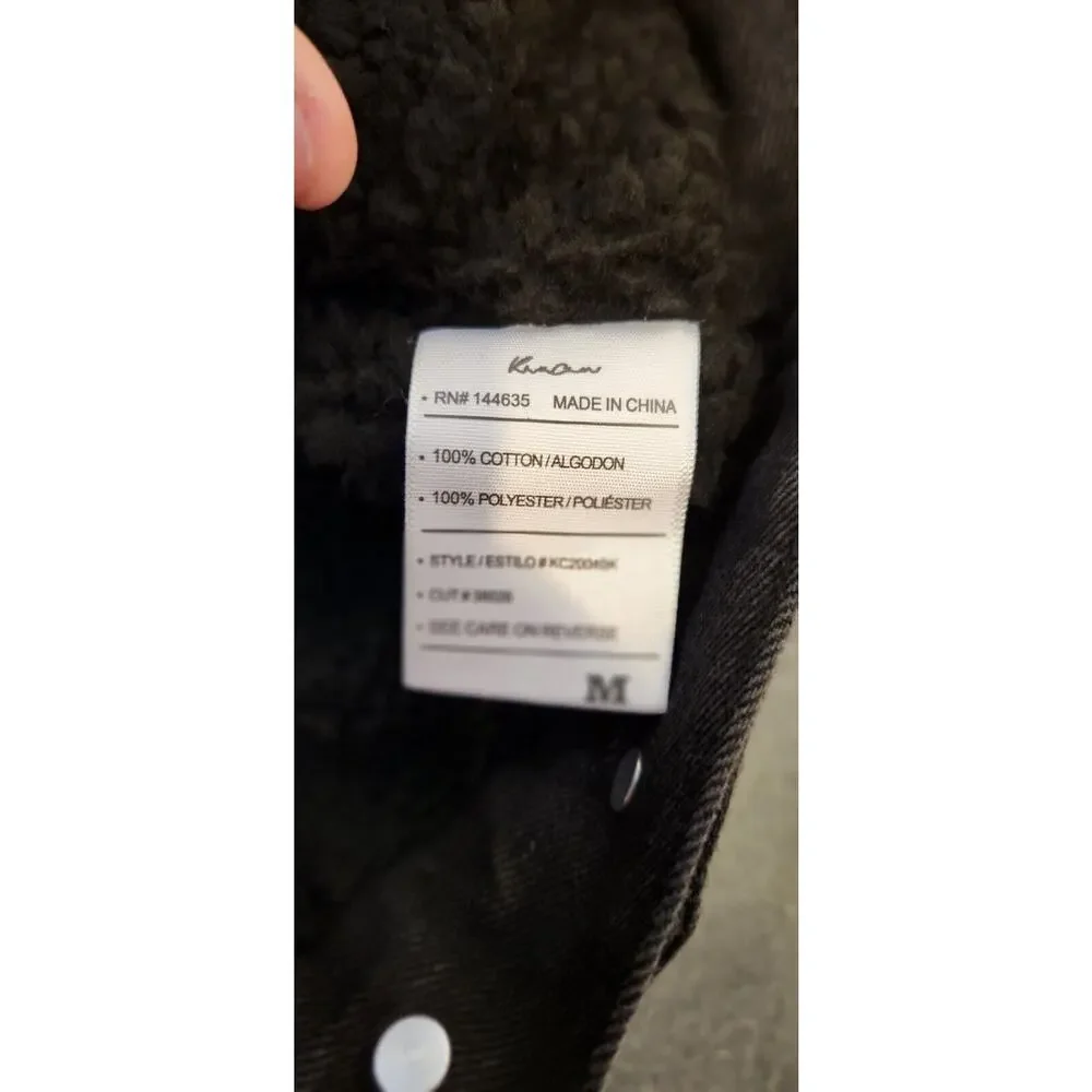 Kancan Estilo Denim‎ Jacket Black Sherpa Lining Women's Size Medium Warm NWT